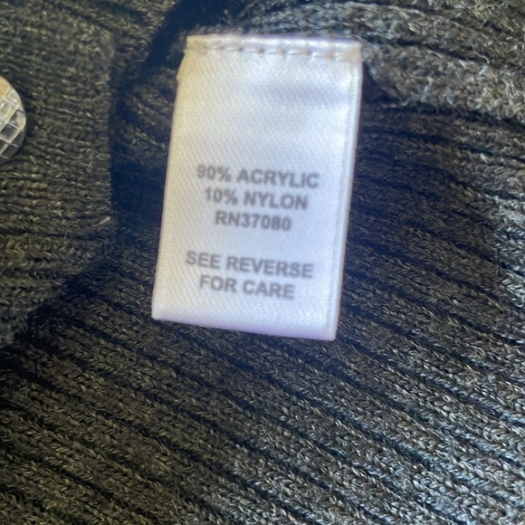 Sporty Charcoal Gray Knit Hooded Cardigan Button Front Sweater Ribbed Trim Sz S - Picture 8 of 13